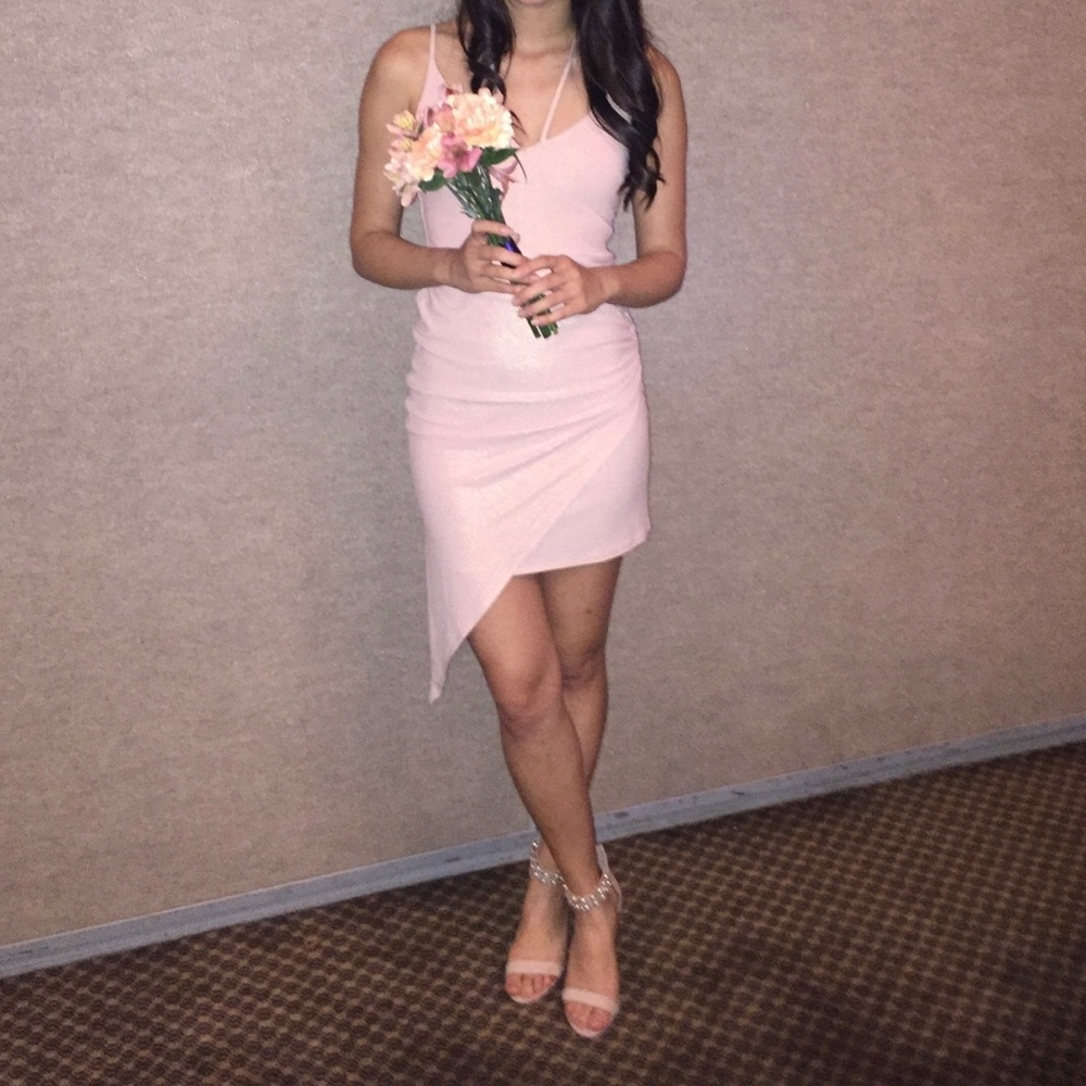 Pink and gold shimmer bodycon dress from Emerald Sundae boutique